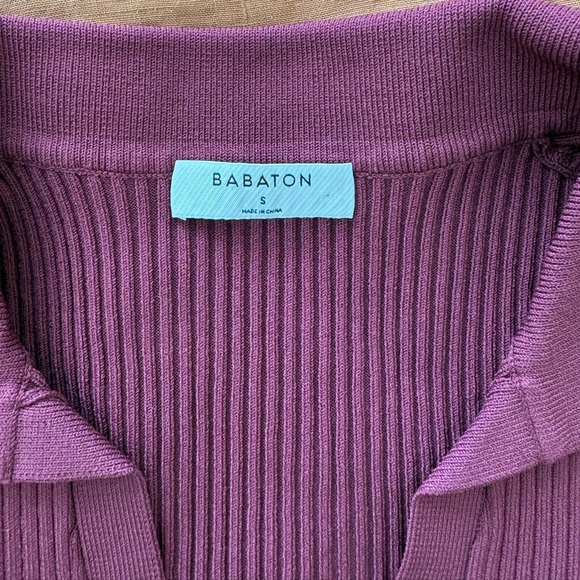 Aritzia Babaton Sculpt Knit Polo Longsleeve - Grapevine - Picture 5 of 5